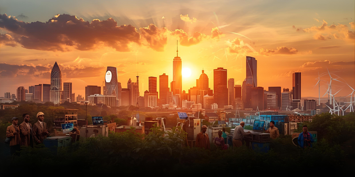 Africa Trends: Vibrant African city showing innovation and green energy projects